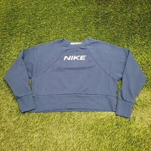 NIKE Cropped Sweatshirt Womens Large 20x17 Blue Dri-Fit